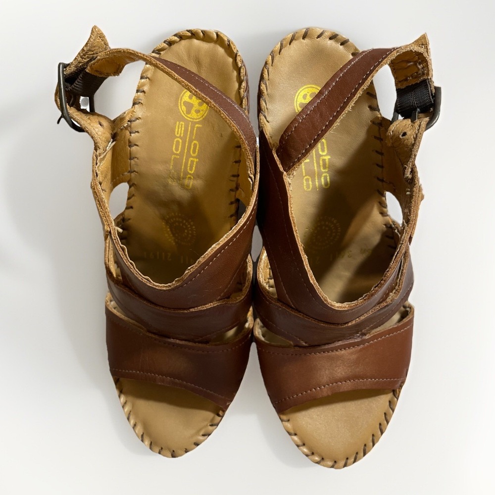 Lobo Solo Leather Platform Susa Sandals 3411 Brown NNB Women's Size 6.5‎ - Picture 4 of 13